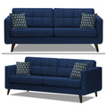 Adorn India Chilly 5 Seater 3+2 Fabric Sofa Set (Blue) (3 Year Warranty)
