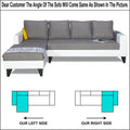 Adorn India Ashley Plain Leatherette Fabric L Shape 8 Seater Sofa Set with 2 Ottoman Puffy & Center Table LHS (Grey & White) (3 Year Warranty)