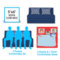 Adorn India Easy Highback Three Seater Sofa Cum Bed Rhombus 5' x 6' (Blue) (1 Year Warranty)