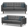 Adorn India Chilly 6 Seater 3+2+1 Fabric Sofa Set (Grey) (3 Year Warranty)