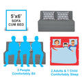 Adorn India Easy Highback Three Seater Sofa Cum Bed Rhombus 5' x 6' (Grey) (1 Year Warranty)