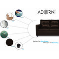 Adorn India Astor Leatherette 3 Seater Sofa (Brown) (3 Year Warranty)
