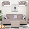 Adorn India Monteno L Shape 4 Seater Sofa Set (Beige) (3 Year Warranty)