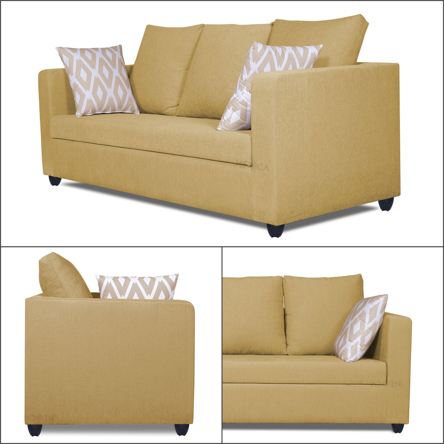 Adorn India Zink Straight Line 3-1-1 5 Seater Sofa Set (Beige)