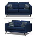 Adorn India Chilly 5 Seater 3+2 Fabric Sofa Set (Blue) (3 Year Warranty)