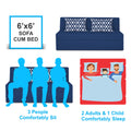 Adorn India Easy Highback Three Seater Sofa Cum Bed Rhombus 6' x 6' (Blue) (1 Year Warranty)