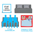 Adorn India Easy Highback Three Seater Sofa Cum Bed Rhombus 6'x 6' Grey (3 Year Warranty)