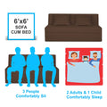 Adorn India Easy Highback Three Seater Sofa Cum Bed Decent 6' x 6' (Brown) (1 Year Warranty)