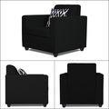 Rio Highback 3+1+1 5 Seater Sofa Set (Black)