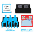 Adorn India Easy Highback Three Seater Sofa Cum Bed Rhombus 5' x 6' (Black) (1 Year Warranty)