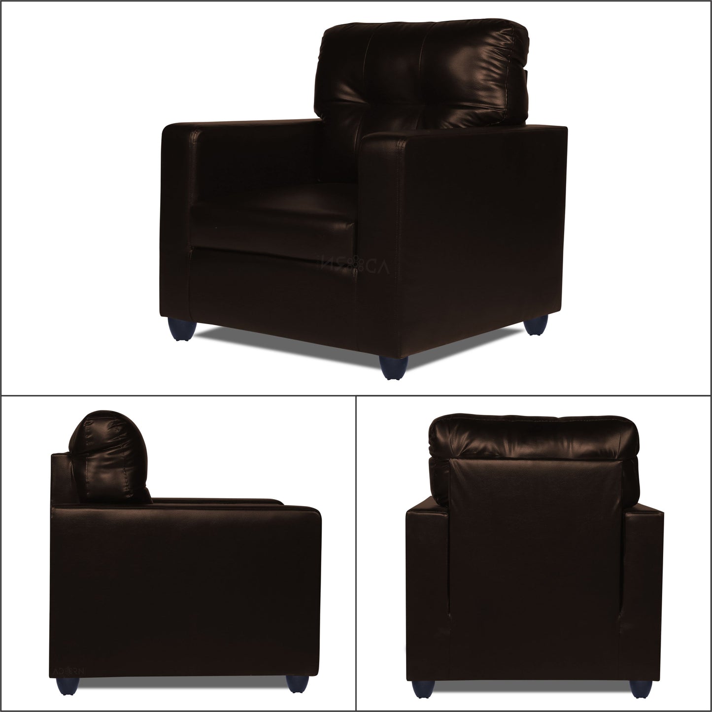Adorn India Astor Leatherette 5 Seater 3-1-1 Sofa Set (Brown)