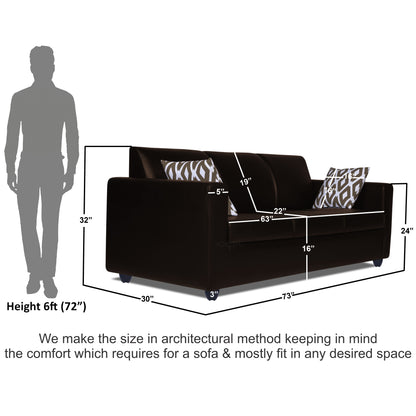 Adorn India Monteno Leatherette 3 Seater Sofa (Brown)