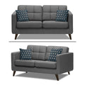 Adorn India Chilly 5 Seater 3+2 Fabric Sofa Set (Grey) (3 Year Warranty)