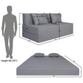 Adorn India Easy Three Seater Sofa Cum Bed Checks Design 6' x 6' (Beige)