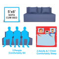 Adorn India Easy Three Seater Sofa Cum Bed Checks Design 5' x 6' (Grey)