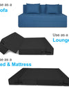 Adorn India Easy Three Seater Sofa Cum Bed Checks Design 5' x 6' (Blue)
