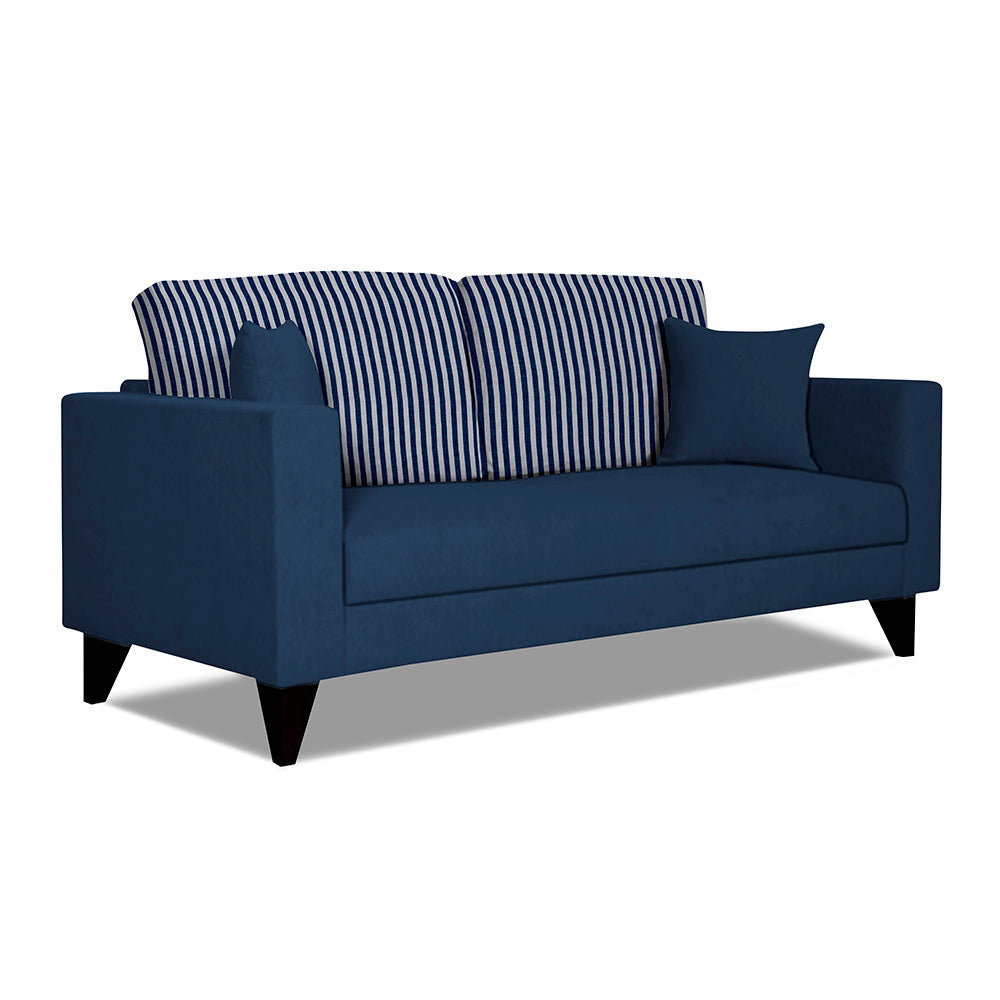 Adorn India Hector Stripes 3 Seater Sofa (Blue) Martin Plus