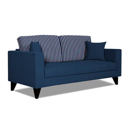 Adorn India Hector Stripes 3 Seater Sofa (Blue) Martin Plus