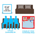Adorn India Easy Highback Three Seater Sofa Cum Bed Rhombus 6' x 6' (Brown) (1 Year Warranty)