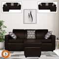 Adorn India Monteno Leatherette Modular 4 Seater Sofa Set (Brown) (3 Year Warranty)