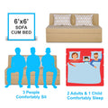 Adorn India Easy Highback Three Seater Sofa Cum Bed Rhombus 6' x 6' (Beige) (1 Year Warranty)
