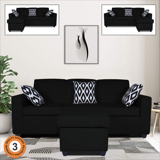 Adorn India Monteno Modular Sofa Set (Black)