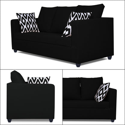 Adorn India Zink Straight Line 3 Seater Sofa (Black)