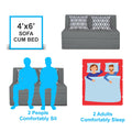 Adorn India Easy Highback Two Seater Sofa Cum Bed Rhombus 4' x 6' (Grey)