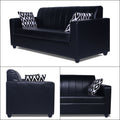 Adorn India Rio Highback Leatherette 3+1+1 5 Seater Sofa Set (Black) (3 Year Warranty)