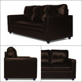 Adorn India Astor Leatherette 3 Seater Sofa (Brown) (3 Year Warranty)