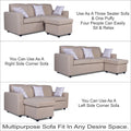 Adorn India Monteno L Shape 4 Seater Sofa Set (Beige) (3 Year Warranty)
