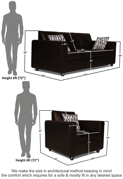 Adorn India Monteno Leatherette 5 Seater 3-1-1 Sofa Set (Brown)