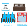 Adorn India Easy Highback Three Seater Sofa Cum Bed Rhombus 5' x 6' (Brown) (1 Year Warranty)