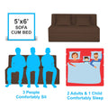 Adorn India Easy Highback Three Seater Sofa Cum Bed Decent 5' x 6' (Brown) (1 Year Warranty)