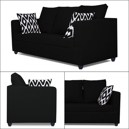 Adorn India Zink Straight Line 3-1-1 5 Seater Sofa Set (Black)