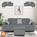 Adorn India Monteno L Shape 4 Seater Sofa Set (Grey) (3 Year Warranty)