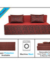 Adorn India Easy Three Seater Sofa Cum Bed Poly Cotton (Maroon and Black) (6 x 6)