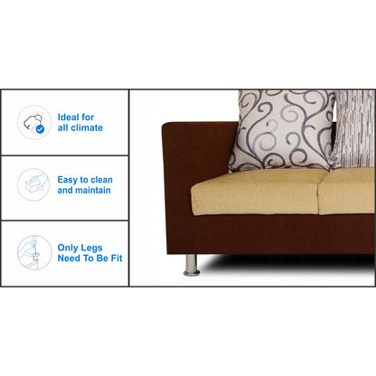 Adorn India Dexter 3 Seater Sofa Digitel Print (Beige & Brown)