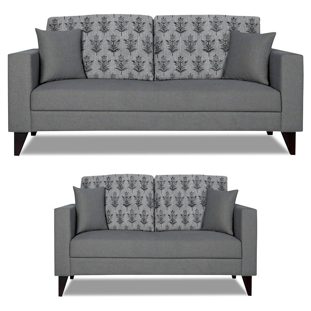 Adorn India Parker Leaf 3+2 5 Seater Sofa Set (Grey) Martin Plus