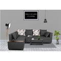 Adorn India Mclain L Shape 6 Seater Sofa (Left Side Handle)(Dark Grey)
