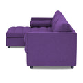 Adorn India Alexander L Shape 7 Seater Sofa Set with Ottoman Puffy LHS (Purple) (3 Year Warranty)