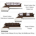 Aliana L Shape Leatherette Fabric 6 Seater Sofa Set LHS (Brown & White)