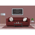 Adorn India Brisco 3 Seater Sofa (Maroon), Wood, Foam