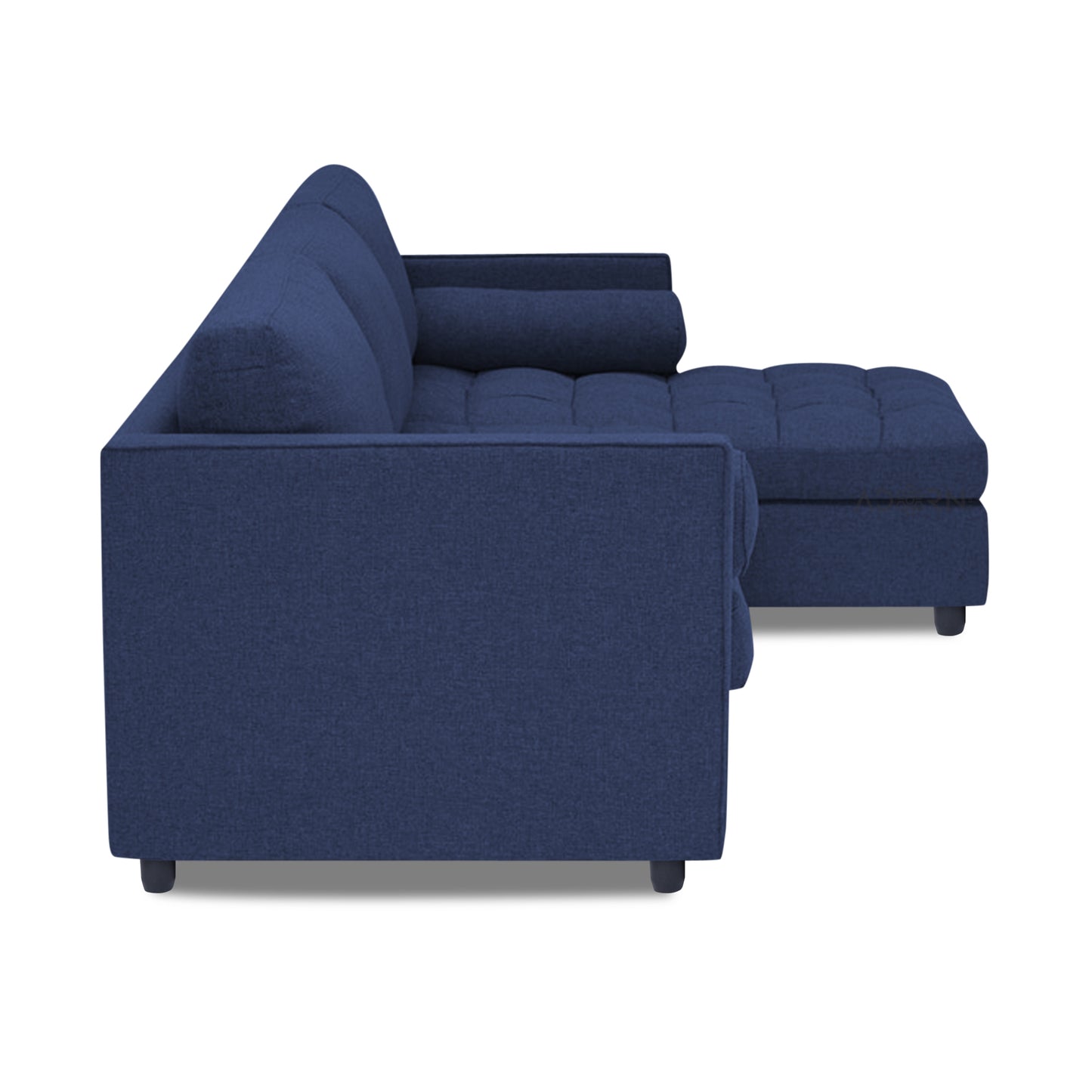 Adorn India Alexander L Shape 6 Seater Sofa (Right Side Handle)(Dark Blue)