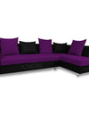 Adorn India Adillac 5 Seater Corner Sofa(Right Side)(Dark Purple & Black)