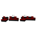 Adillac 5 Seater Corner Sofa(Left Side Handle)(Maroon & Black), Wood, Foam