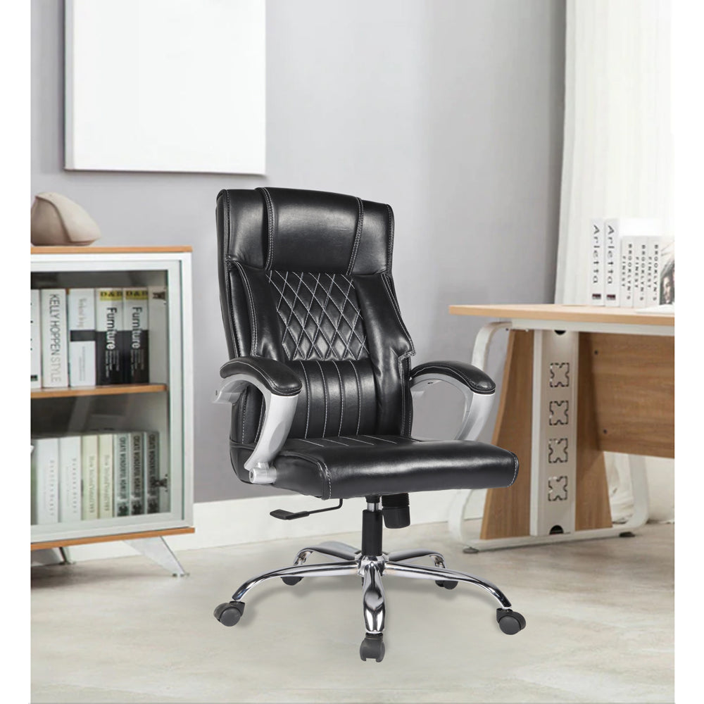 Adorn India Oxford,High-Back Leatherette Executive Office Ergonomic Chair (Black)