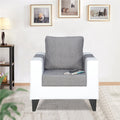 Adorn India Ashley Plain Leatherette Fabric 1 Seater Sofa (Grey & White) (3 Year Warranty)