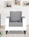 Adorn India Ashley Plain Leatherette Fabric 1 Seater Sofa (Grey & White)