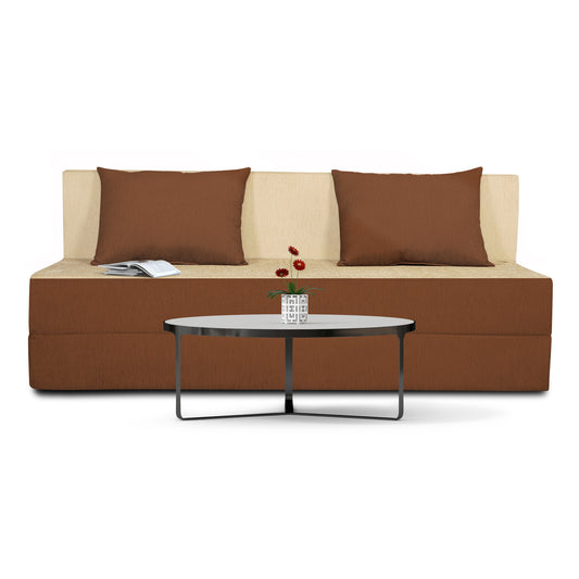 Adorn India Easy Three Seater Sofa Cum Bed 5'x6' (Brown and Beige)